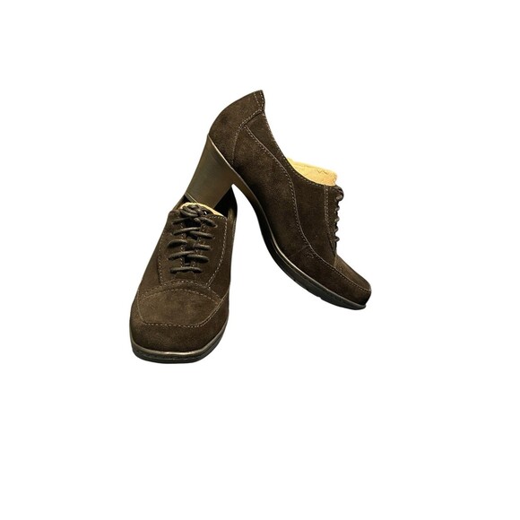 Women's Clarks Bendables Black Suede Oxford Lace-Up Pumps Shoes 80892 - 7 - Picture 3 of 12